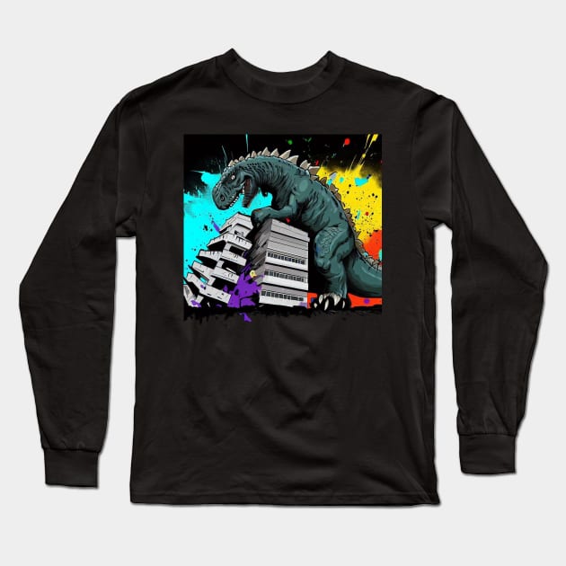 Godzilla Long Sleeve T-Shirt by AT Digital